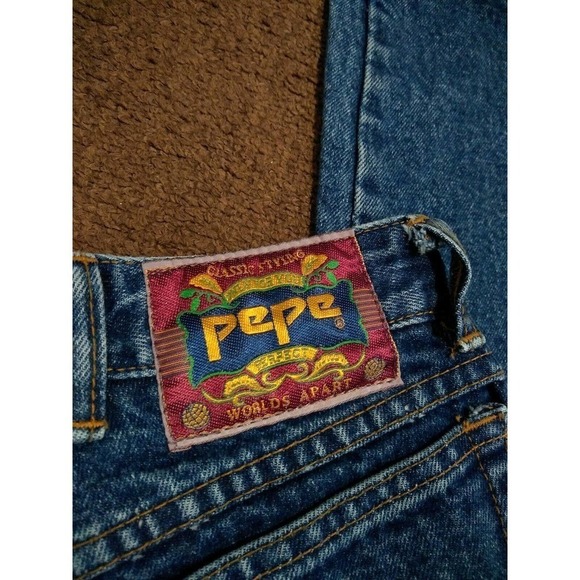Y2K 90s Small Vintage high waist Pepe BETTY Tapered Mom Jeans SZ 5 / 6 dark wash - Picture 7 of 12